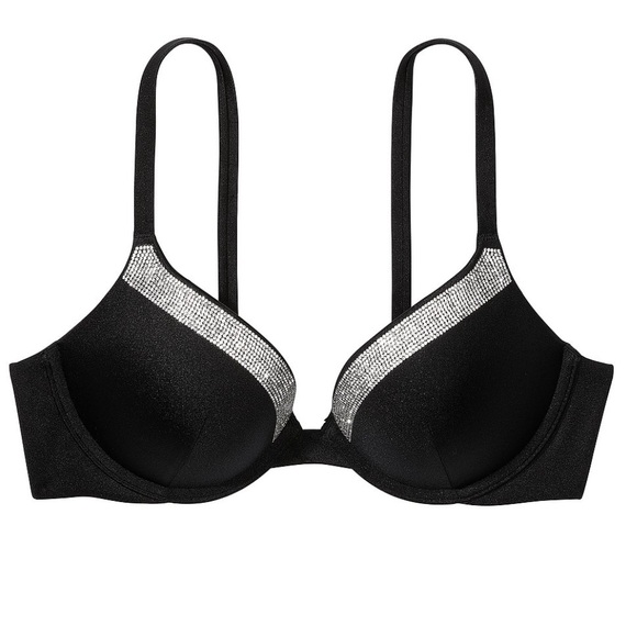 VS Very Sexy Shine Trim Push-Up Bikini Top Black 32C - Picture 3 of 9